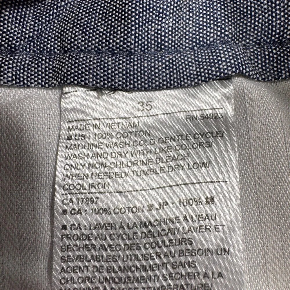 Banana Republic Mens 35 Chino Shorts Gray White Micro Stripe Cotton‎ Flat Front